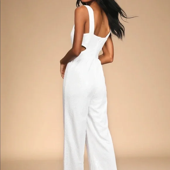 Lulus white sequin jumpsuit - new with tags! Size XS - Picture 3 of 7